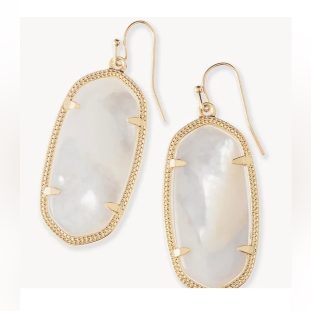 Elle Gold Drop Earrings in Ivory Mother-of-Pearl
